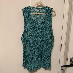 Croft & Barrow Sleeveless Green Print Blouse